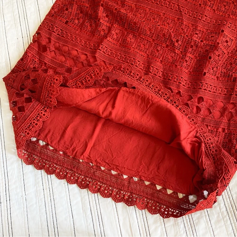 Daniel Rainn for Anthropologie Lourdes Lace Shell Top in Brick Red size Large